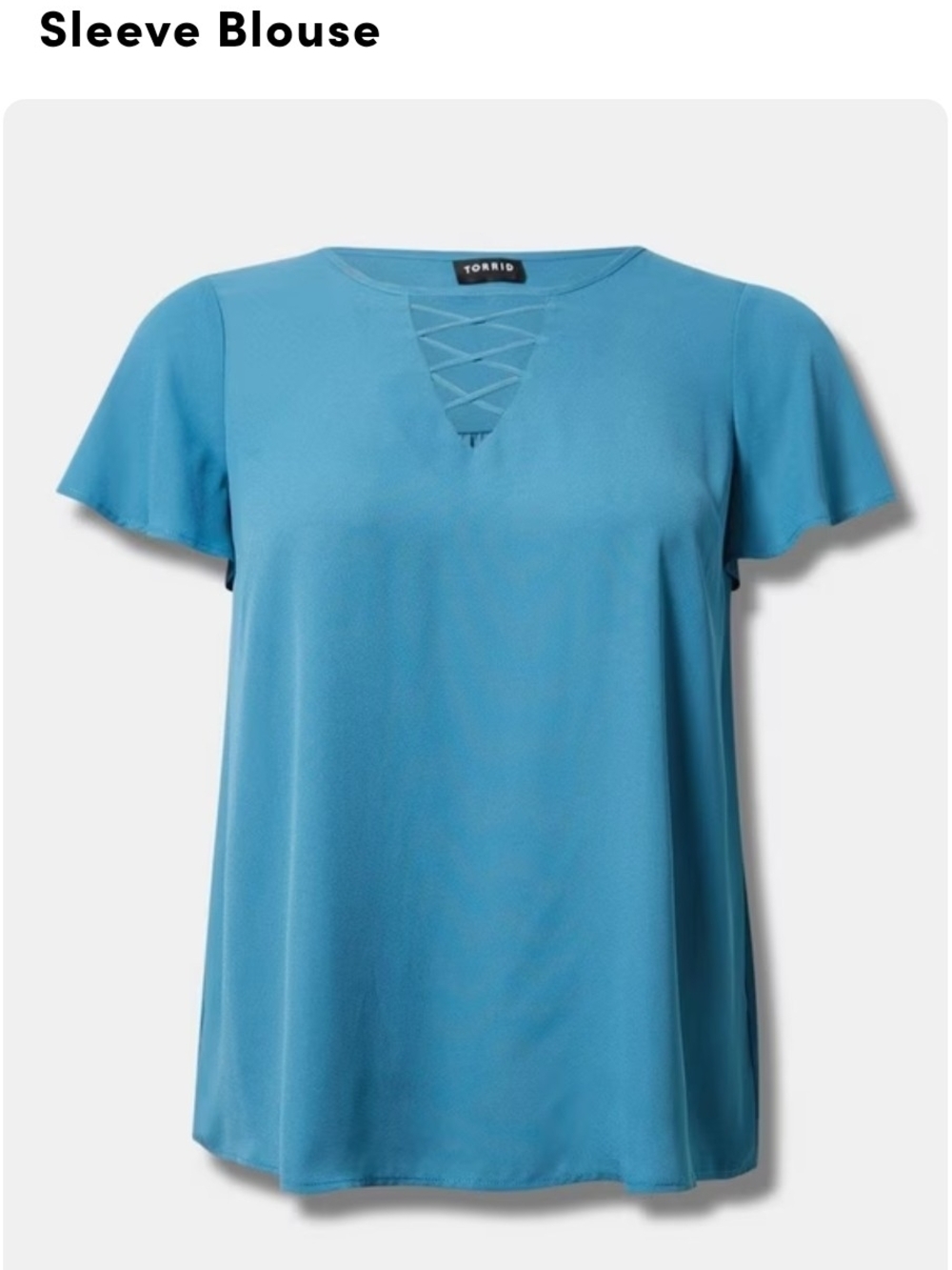 Torrid Bluesteel Lace-Up Flutter Sleeve Blouse